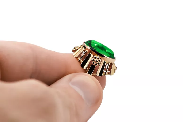 Vintage craft Ring Emerald Original Vintage 14K Rose Gold vrc043r